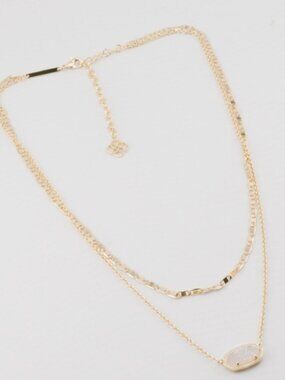 Kendra Scott Oval Double Layer H Chain White Quartz Necklace